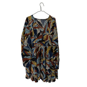Voluminous Dress Womens Long Sleeve Large Boho Floral Print Flowy Midi Fall